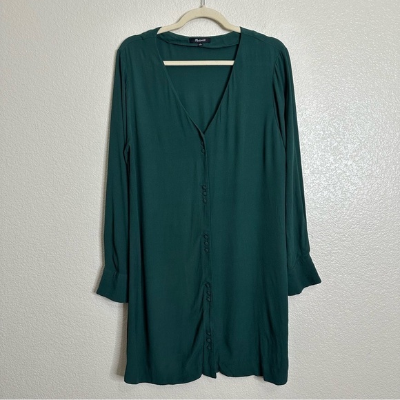 Madewell Smokey Spruce Button Down Novel Dress, Sz Large - Picture 1 of 13